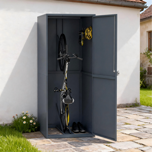 Meubles d'extérieur, armoire de rangement pour vélos, verrouillable, sécurisée, boîte de rangement pour vélos de <span class=keywords><strong>garage</strong></span>, antirouille, abri pour vélos pour jardin, véranda - Product Image 2