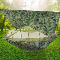 Hamac de camping Woqi avec moustiquaire et bâche de protection contre la pluie, résistant, imperméable, léger, en nylon, portable