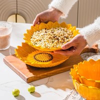INS Creatief Hoogwaardig Vintage Stijl Zonnebloemvormig Planten Keramiek Wegwerp Biologisch Afbreekbaar Bord voor Thuisgebruik Dessert Fruit