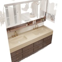 Meuble de salle de bain mural en noyer, style minimaliste moderne, avec vasque intégrée en céramique à plaque de roche fendue, sans joint, et toilettes combinées