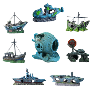 Explosions Simulation naufrage ornements Aquarium Aquarium aménagement paysager décoratif navire usé sous-marin résine voile abri - Product Image 1