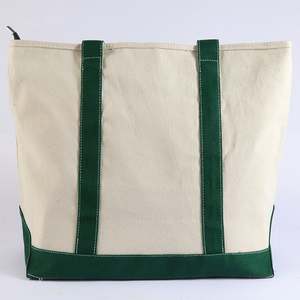 Sac fourre-tout en toile de coton recyclable personnalisé avec poignée en corde, fermeture éclair, poche, logo imprimé, couleur naturelle - Product Image 4