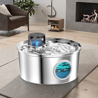 Nouvelle conception Distributeur d'eau automatique pour animaux de compagnie en acier inoxydable étanche avec chargeur sans fil écologique 3,2 L pour chats et chiens