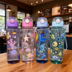 Bouteille d'eau portable 700 ml <span class=keywords><strong>en</strong></span> PC, motif dessin animé mignon, <span class=keywords><strong>avec</strong></span> paille et corde, pour enfants, idéale pour les voyages - Product Image 6