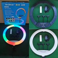 Anneau lumineux blanc de 22 pouces avec trépied de 200cm Diffusion en direct Dimmable RGB LED Circle Light pour TikTok/Maquillage/YouTube