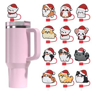 Cache-pailles universels en gros de 10 mm avec image d'animal mignon, bouchons anti-poussière en plastique très demandés, accessoires pour tasses, cadeau promotionnel - Product Image 1