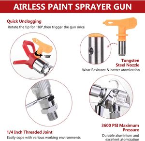 Pistolet à peinture électrique sans air Pulvérisateur haute pression 3600 PSI avec système de peinture DIY compatible <span class=keywords><strong>Wagner</strong></span> à 517 pointes - Product Image 6