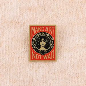 Spilla in Metallo a Forma di Cartone Animato, Distintivo Promozionale con Scritta "Make Art, Not War", Accessorio per Abbigliamento - Product Image 3