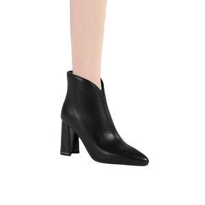 <span class=keywords><strong>Bottines</strong></span> <span class=keywords><strong>Chelsea</strong></span> coréennes à bout pointu et découpe en V pour <span class=keywords><strong>femme</strong></span>, <span class=keywords><strong>talon</strong></span> bloc haut, en cuir véritable, formelles pour le bureau, automne - Product Image 4