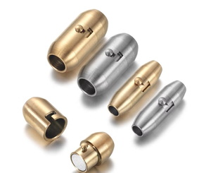 Thép không gỉ từ hạt <span class=keywords><strong>Clasp</strong></span> cho dây da Vòng đeo tay an toàn khóa với viên đạn và viên thuốc hình dạng 3mm Kích thước kết nối - Product Image 1