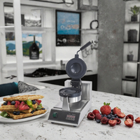 Machine à gaufres portable UFO pour burgers et glaces, réglable 50-250/122-482, en acier inoxydable avec revêtement antiadhésif et commande tactile