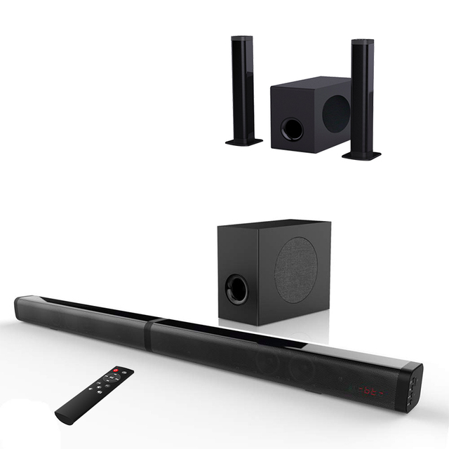 For 2.1CH Wireless Split Soundbar with Subwoofer 80W Output Black Remote Control