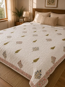 Top Selling Hand Block Print Cotton <b>Quilt</b> Jaipuri Razai <b>Bedding</b> Reversible Boho Home Decor Great Price - Product Image 4