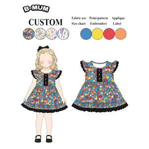 Abiti da Principessa per Bambine di Alta Qualità, <span class=keywords><strong>Vestito</strong></span> in Cotone con Stampa Coccinella e Bordo in Pizzo Nero per Eventi di Halloween - Product Image 2