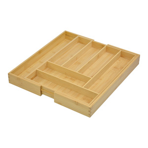 Organisateur de tiroir en bambou extensible, boîte de rangement rectangulaire, porte-ustensiles de cuisine, plateau de séparation pour couverts - Product Image 4
