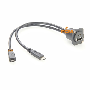 0.3m Interface Multimédia Haute Définition <span class=keywords><strong>Femelle</strong></span> 2.0 à <span class=keywords><strong>Micro</strong></span> HD Port Mâle Adaptateur Connecteur USB C 3.1 Montage sur Panneau Câble Vidéo - Product Image 5