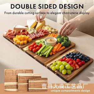 Acacia Cutting Boards 3 Piece <b>Set</b> Double Sided Design Kitchen Chopping Blocks With Storage Rack - Product Image 3