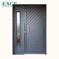 Porte d'entrée pivotante en bois massif, style artisanal moderne, double vitrage trempé, cadre en alliage d'aluminium, antivol, pour extérieur