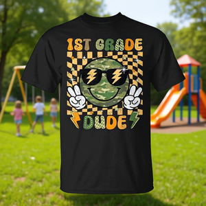 Camiseta de camuflaje para niños de primer grado, regreso a la escuela, diseño genial para niños de primer grado - Product Image 3