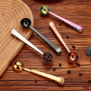 Kitchen Stainless Steel Herb Powder Scoop Plated Tea Coffee <b>Measure</b> <b>Spoon</b> with Bag Clamp Clip 15ml - Product Image 2