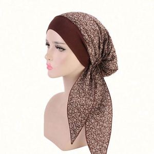 Vente en gros de bonnets chimio africains de haute qualité, promotionnels, style pastoral, imprimés en coton/polyester, avec bandeau élastique pour femmes - Product Image 4