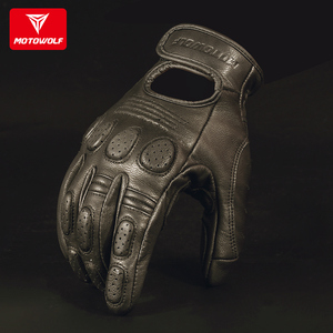 Guantes Retro de moto de cuero sintético transpirable deportivo de protección de manos motodolf - Product Image 3