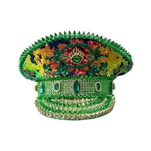 Sombrero de Capitán Steampunk con Pedrería y Logotipo Personalizado, Ideal para Carnaval de <span class=keywords><strong>Binche</strong></span> y Desfile de Plumas de Avestruz, MOQ Bajo - Product Image 5