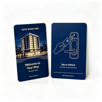Carte d'accès RFID personnalisée en PVC Boye pour chambre d'hôtel, déverrouillage NFC par puce S50 13,56 MHz, impression personnalisée du logo et de l'image du bâtiment hôtelier