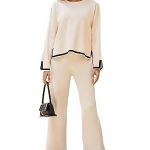 Oferta Especial: Conjunto de 2 Piezas de Pantalones Largos Anchos y Holgados para Mujer, Invierno, Casual, Antiestático, de Poliéster/Algodón, Tejido de Punto - Product Image 3