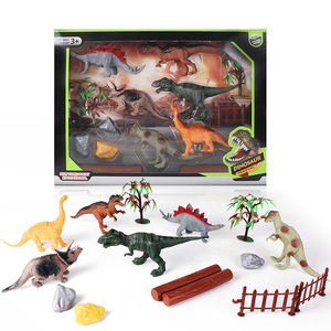 Ensemble de jouets dinosaures en PVC avec figurines T-Rex, Brachiosaurus, Stegosaurus, arbres, clôtures, jeu d'imitation, cadeau éducatif pour enfants - Product Image 2