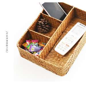 Plateau Vintage en jonc de mer Rectangle, boîte à bonbons, plateau en jonc de mer - Product Image 3