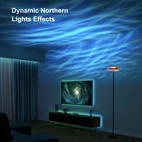 Lámpara de Pie Inteligente RGB con Efecto de Ondas de Agua, RGB+CCT, Sincronización con Música, Control Remoto por Aplicación, para Sala de Estar y Fiestas