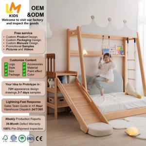 <span class=keywords><strong>Cama</strong></span> de Casa de juegos multifuncional para niños con tobogán, cuerda de escalada y tienda de campaña <span class=keywords><strong>Montessori</strong></span>, <span class=keywords><strong>cama</strong></span> de casa de madera para niños y niñas - Product Image 1