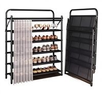 Étagère à chaussures pliable multi-niveaux en fer, design moderne et minimaliste, sans assemblage, anti-poussière, gain de place, pour l'entrée de la maison