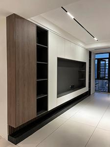 <span class=keywords><strong>Meuble</strong></span> <span class=keywords><strong>TV</strong></span> blanc victorien avec étagères ouvertes et centre de divertissement flottant, meubles de salon, taille personnalisée - Product Image 1