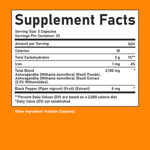 Capsules d'Ashwagandha de haute qualité avec mélange total de poivre noir pour stimuler les niveaux d'énergie et les routines de bien-être – Complément alimentaire - Product Image 6