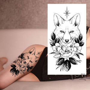 Tatuajes Temporales de Flores Negras a Prueba de Agua, Diseños de Tatuajes Falsos para Piernas y Brazos, Pegatinas de Tatuajes Temporales para Chicas y Mujeres - Product Image 1