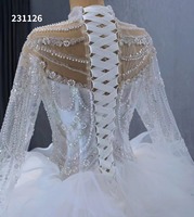 Feishiluo robe de mariée ivoire de luxe robe de bal de princesse avec maille complète et manches longues perlées strass Style Royal
