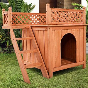 Nouvelle niche familiale en bois massif <span class=keywords><strong>pour</strong></span> animaux de compagnie, utilisable en intérieur/extérieur, avec <span class=keywords><strong>escalier</strong></span>, villa <span class=keywords><strong>pour</strong></span> <span class=keywords><strong>chien</strong></span> avec balcon, maison <span class=keywords><strong>pour</strong></span> animaux de compagnie - Product Image 5