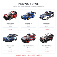Voiture de rallye à rétrofriction en blocs de construction en plastique, 6 styles, 224-251 pièces, jouet de course en briques, cadeau pour enfants de 6 ans et plus