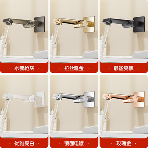 Wall Mounted Basin Faucet Single Handle Ceramic Valve Core Copper Sink Faucet Gray Finish - Product Image 3
