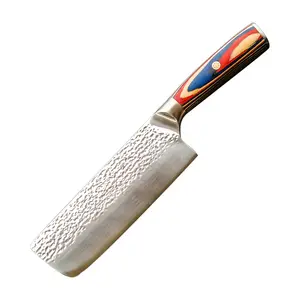 7 Zoll japanisches Nakiri Messer mit Pakkawood Griff High Full Tang Carbon Stahl Küchenmesser Gemüse Kochmesser