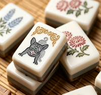 Jeu de Mahjong de Luxe en Acrylique Prune, Portable, pour Voyage, Jeu de Mahjong Chinois, Dominos Colorés Personnalisés, Divertissement Familial