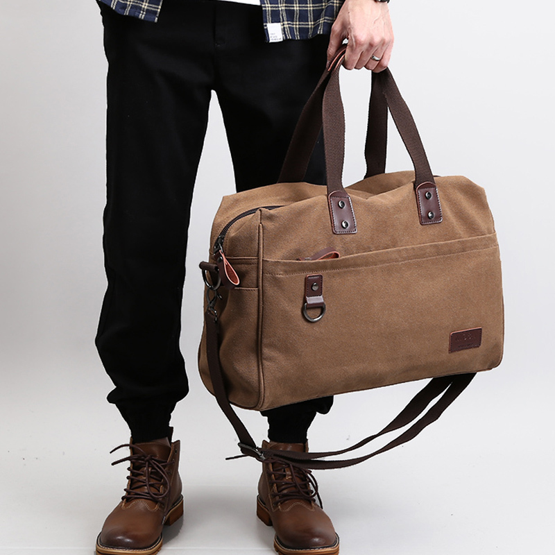 Men's Vintage Canvas Business Briefcase – Padded Laptop Messenger & Shoulder Bag