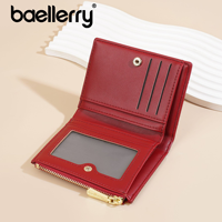 Baellerry dompet pendek wanita, versi Korea ritsleting merah tas kartu dompet koin