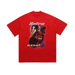 100% Cotton Jersey Medium Weight Short Sleeves Ribbed Neck Chilli Red Men Classic Oversized T-Shirt