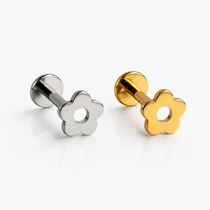 Labret hypoallergénique en titane F136 sans filetage, motif fleur, pour femme, pour lèvre ou <span class=keywords><strong>tragus</strong></span> - Product Image 4