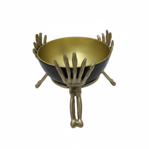 Cuisine et table de forme ronde en vrac au design moderne fait à la main avec support bol en métal en fer couleur or bol de service et décoratif - Product Image 1