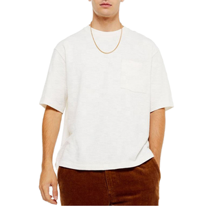 T-shirt en toile délavée à l'acide pour homme, coupe ajustée, été, 180g, manches courtes, épaules tombantes, col rond, personnalisable, salle de sport, séchage rapide, respirant - Product Image 1