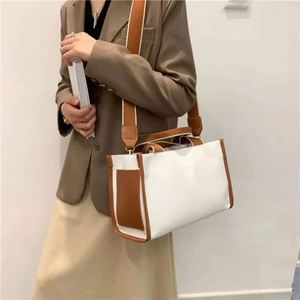 Women's Heavy Duty Summer <b>White</b> Canvas Boat Tote <b>Bag</b> Cute Woven Insert Waterproof Reusable Ribbon Handle for Daily Shopping - Product Image 6